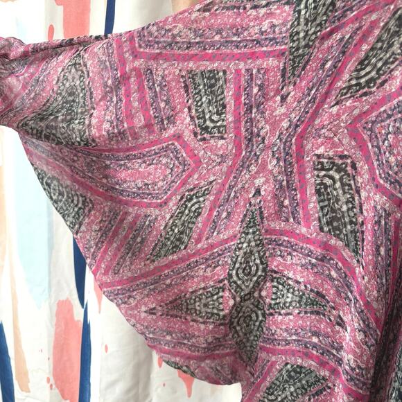 Diane Von Furstenberg Fleurette Pink Black Sheer Silk Mini Dress Dress Size 8 - Picture 7 of 15